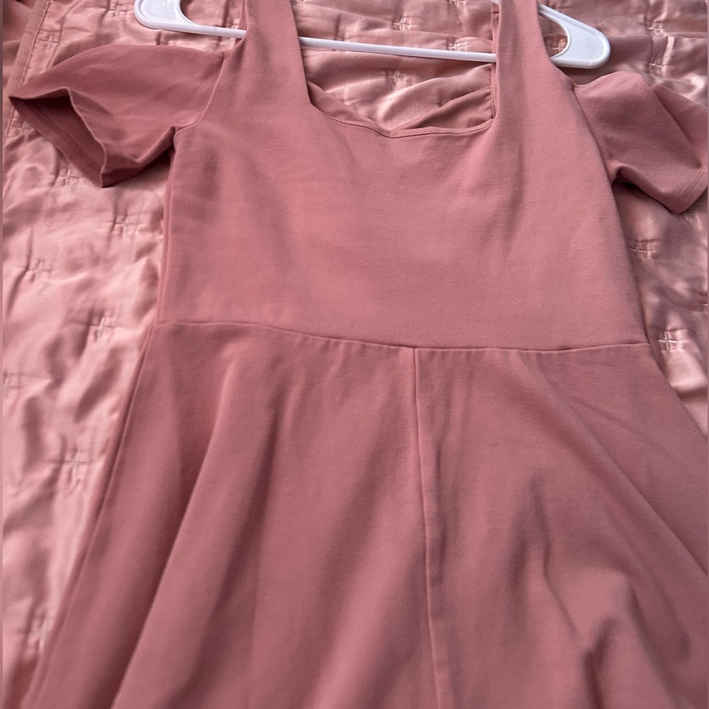 Monteau Pink A-line Mini Dress Sleeveless Square Neck